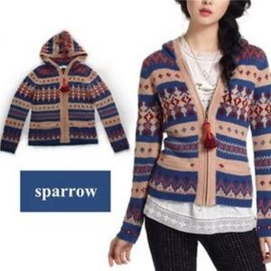 Anthropologie zip Pom Pom sweater medium